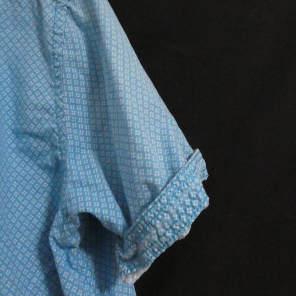 RED WOOD | XXL | Light Blue Dotted Short Sleeve Cotton Shirt | Rolled Cuffs - Picture 11 of 14